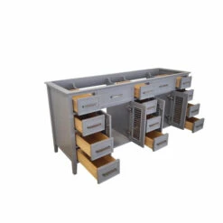 ARIEL Kensington 72'' Double Sink Vanity Cabinet With Full Extension Soft-closing Drawers In Multiple Finishes, 72''W X 21-1/2''D X 33-1/2''H -Allied Brass Shop ari d073d bc gry 4f 1000 s3