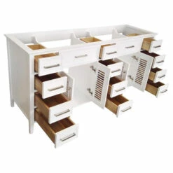 ARIEL Kensington 72'' Double Sink Vanity Cabinet With Full Extension Soft-closing Drawers In Multiple Finishes, 72''W X 21-1/2''D X 33-1/2''H -Allied Brass Shop ari d073d bc wht 4f 1000 s3