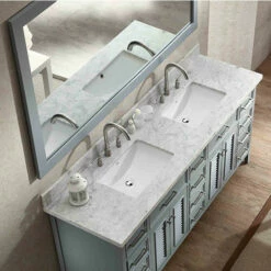 ARIEL Kensington 73'' Double Bathroom Vanity With Shutter Style Cabinet Doors And Matching Mirror Option -Allied Brass Shop ari d073d gry 1 s3