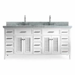 ARIEL Kensington 73'' Double Bathroom Vanity With Shutter Style Cabinet Doors And Matching Mirror Option -Allied Brass Shop ari d073d vo wht s3
