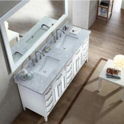 ARIEL Kensington 73'' Double Bathroom Vanity With Shutter Style Cabinet Doors And Matching Mirror Option -Allied Brass Shop ari d073d wht 4 s3