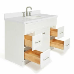 ARIEL Hamlet 49" Single Bathroom Vanity With Finish And Countertop Option -Allied Brass Shop ari f049s wq vo wht noalternateimageview3 s3