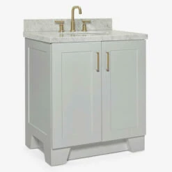 ARIEL Taylor Bath Vanity Single Sink Base Cabinet Only, 30" Wide -Allied Brass Shop ari q031scwovogry alternateimageview1 s3
