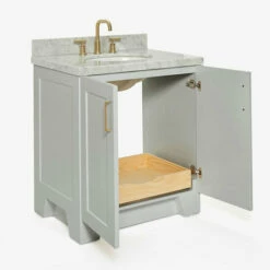 ARIEL Taylor Bath Vanity Single Sink Base Cabinet Only, 30" Wide -Allied Brass Shop ari q031scwovogry alternateimageview3 s3