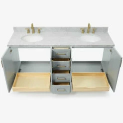 ARIEL Taylor Bath Vanity Double Sink Base Cabinet Only, 60" W Or 72" W 17 ARIEL Taylor Bath Vanity Double Sink Base Cabinet Only, 60" W Or 72" W -Allied Brass Shop ari q073dcwovogry alternateimageview4 1 s3
