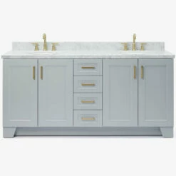 ARIEL Taylor Bath Vanity Double Sink Base Cabinet Only, 60" W Or 72" W 18 ARIEL Taylor Bath Vanity Double Sink Base Cabinet Only, 60" W Or 72" W -Allied Brass Shop ari q073dcwovogry productimage 1 s3