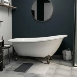 Cambridge PlumbIng 61" Extra Wide Acrylic Slipper Tub In White With Optional 7” Deck Mount And Claw Feet In Multiple Finishes: Tub Capacity 43 Gallons 9 Cambridge PlumbIng 61" Extra Wide Acrylic Slipper Tub In White With Optional 7” Deck Mount And Claw Feet In Multiple Finishes: Tub Capacity 43 Gallons -Allied Brass Shop cap ast61xl nh orb s3