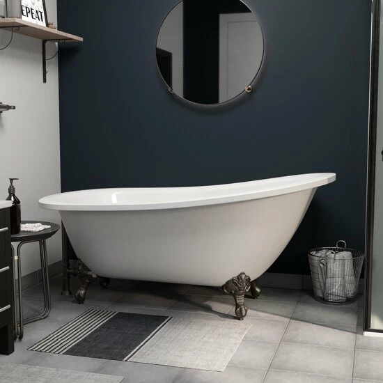 Cambridge PlumbIng 61" Extra Wide Acrylic Slipper Tub In White With Optional 7” Deck Mount And Claw Feet In Multiple Finishes: Tub Capacity 43 Gallons 4 Cambridge PlumbIng 61" Extra Wide Acrylic Slipper Tub In White With Optional 7” Deck Mount And Claw Feet In Multiple Finishes: Tub Capacity 43 Gallons - Image 4