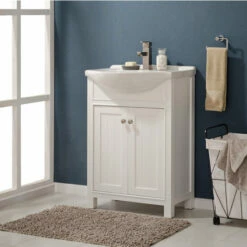 Design Element Marian 24'' Width Single Sink Bathroom Vanity With Countertop / Sink Top -Allied Brass Shop de s05 24 wt 3 s3