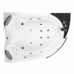 EAGO 66" Corner Acrylic LED-Illuminated Whirlpool Bathtub With Stereo, Bluetooth, And Fixtures In White -Allied Brass Shop ea am113etl r 2 s3