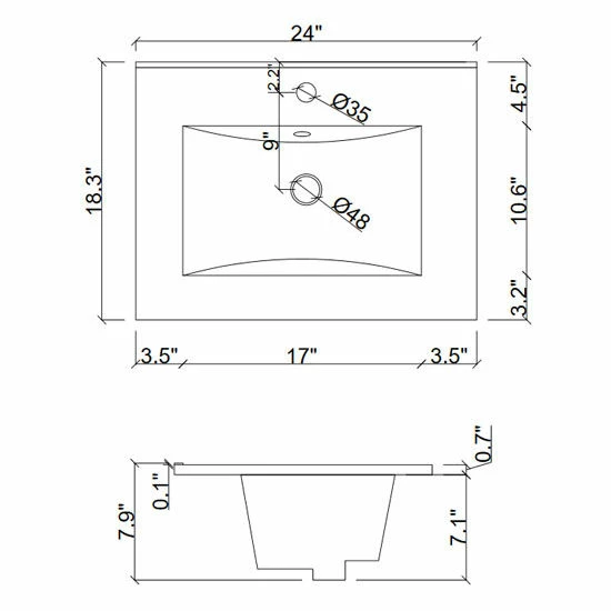 Empire Industries Autumn Thin Edge Ceramic Tops In White, 24" Or 30" Wide 2 Empire Industries Autumn Thin Edge Ceramic Tops In White, 24" Or 30" Wide - Image 2