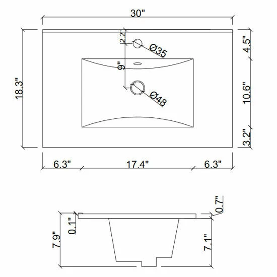 Empire Industries Autumn Thin Edge Ceramic Tops In White, 24" Or 30" Wide 3 Empire Industries Autumn Thin Edge Ceramic Tops In White, 24" Or 30" Wide - Image 3