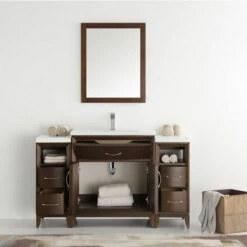Fresca Cambridge 54" Antique Coffee Or White Traditional Bathroom Vanity With Mirror, Set Includes: Base Cabinet, (2) Side Cabinets, Countertop/Sink Top, Faucet, Mirror, P-Trap, Pop-Up Drain And Installation Hardware -Allied Brass Shop fre fvn21 123012ac 3 s3