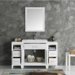 Fresca Cambridge 54" Antique Coffee Or White Traditional Bathroom Vanity With Mirror, Set Includes: Base Cabinet, (2) Side Cabinets, Countertop/Sink Top, Faucet, Mirror, P-Trap, Pop-Up Drain And Installation Hardware -Allied Brass Shop fre fvn21 123012wh 3 s3