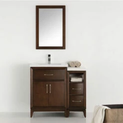 Fresca Cambridge 36" Antique Coffee Or White Traditional Bathroom Vanity With Mirror, Set Includes: Base Cabinet, Side Cabinet, Countertop/Sink Top, Faucet, Mirror, P-Trap, Pop-Up Drain And Installation Hardware -Allied Brass Shop fre fvn21 2412ac 2 s3