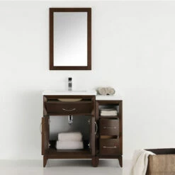 Fresca Cambridge 36" Antique Coffee Or White Traditional Bathroom Vanity With Mirror, Set Includes: Base Cabinet, Side Cabinet, Countertop/Sink Top, Faucet, Mirror, P-Trap, Pop-Up Drain And Installation Hardware -Allied Brass Shop fre fvn21 2412ac 3 s3