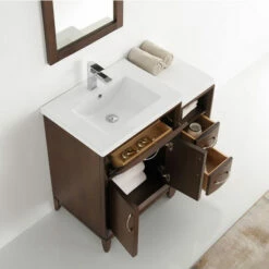 Fresca Cambridge 36" Antique Coffee Or White Traditional Bathroom Vanity With Mirror, Set Includes: Base Cabinet, Side Cabinet, Countertop/Sink Top, Faucet, Mirror, P-Trap, Pop-Up Drain And Installation Hardware -Allied Brass Shop fre fvn21 2412ac 4 s3