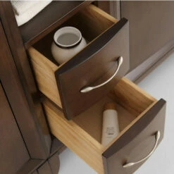 Fresca Cambridge 72" Antique Coffee Or White Double Sink Traditional Bathroom Vanity With Mirrors, Set Includes: (2) Base Cabinets, Side Cabinet, Countertop, (2) Sinks, (2) Faucets, (2) Mirrors, (2) P-Traps, (2) Pop-Up Drains And Installation Hardware -Allied Brass Shop fre fvn21 301230ac 5 s3