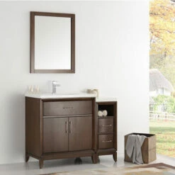 Fresca Cambridge 42" Antique Coffee Or White Traditional Bathroom Vanity With Mirror, Set Includes: Base Cabinet, Side Cabinet, Countertop/Sink Top, Faucet, Mirror, P-Trap, Pop-Up Drain And Installation Hardware -Allied Brass Shop fre fvn21 3012ac 1 s3