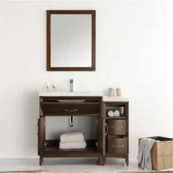 Fresca Cambridge 42" Antique Coffee Or White Traditional Bathroom Vanity With Mirror, Set Includes: Base Cabinet, Side Cabinet, Countertop/Sink Top, Faucet, Mirror, P-Trap, Pop-Up Drain And Installation Hardware -Allied Brass Shop fre fvn21 3012ac 3 s3