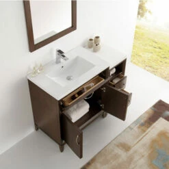 Fresca Cambridge 42" Antique Coffee Or White Traditional Bathroom Vanity With Mirror, Set Includes: Base Cabinet, Side Cabinet, Countertop/Sink Top, Faucet, Mirror, P-Trap, Pop-Up Drain And Installation Hardware -Allied Brass Shop fre fvn21 3012ac 4 s3