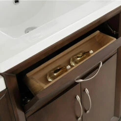 Fresca Cambridge 42" Antique Coffee Or White Traditional Bathroom Vanity With Mirror, Set Includes: Base Cabinet, Side Cabinet, Countertop/Sink Top, Faucet, Mirror, P-Trap, Pop-Up Drain And Installation Hardware -Allied Brass Shop fre fvn21 3012ac 6 s3
