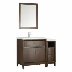 Fresca Cambridge 42" Antique Coffee Or White Traditional Bathroom Vanity With Mirror, Set Includes: Base Cabinet, Side Cabinet, Countertop/Sink Top, Faucet, Mirror, P-Trap, Pop-Up Drain And Installation Hardware -Allied Brass Shop fre fvn21 3012ac whitebackground s3