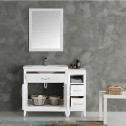 Fresca Cambridge 42" Antique Coffee Or White Traditional Bathroom Vanity With Mirror, Set Includes: Base Cabinet, Side Cabinet, Countertop/Sink Top, Faucet, Mirror, P-Trap, Pop-Up Drain And Installation Hardware -Allied Brass Shop fre fvn21 3012wh 3 s3