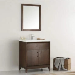 Fresca Cambridge 30" Antique Coffee Or White Traditional Bathroom Vanity With Mirror, Set Includes: Base Cabinet, Sink Top, Faucet, Mirror, P-Trap, Pop-Up Drain And Installation Hardware -Allied Brass Shop fre fvn2130ac 1 s3