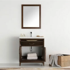 Fresca Cambridge 30" Antique Coffee Or White Traditional Bathroom Vanity With Mirror, Set Includes: Base Cabinet, Sink Top, Faucet, Mirror, P-Trap, Pop-Up Drain And Installation Hardware -Allied Brass Shop fre fvn2130ac 3 s3