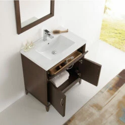 Fresca Cambridge 30" Antique Coffee Or White Traditional Bathroom Vanity With Mirror, Set Includes: Base Cabinet, Sink Top, Faucet, Mirror, P-Trap, Pop-Up Drain And Installation Hardware -Allied Brass Shop fre fvn2130ac 4 s3