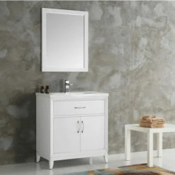 Fresca Cambridge 30" Antique Coffee Or White Traditional Bathroom Vanity With Mirror, Set Includes: Base Cabinet, Sink Top, Faucet, Mirror, P-Trap, Pop-Up Drain And Installation Hardware