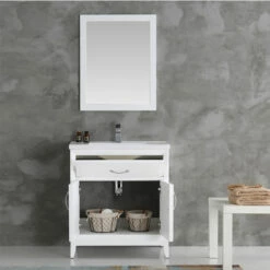 Fresca Cambridge 30" Antique Coffee Or White Traditional Bathroom Vanity With Mirror, Set Includes: Base Cabinet, Sink Top, Faucet, Mirror, P-Trap, Pop-Up Drain And Installation Hardware -Allied Brass Shop fre fvn2130wh 3 s3
