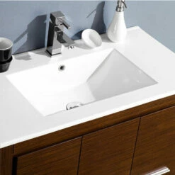 Fresca Allier 36" Wenge Or Antique White Modern Bathroom Vanity With Mirror, Set Includes: Base Cabinet, Countertop/Sink Top, Faucet, Mirror W/ Shelf, P-Trap, Pop-Up Drain And Installation Hardware -Allied Brass Shop fre fvn8136wg 5 s3