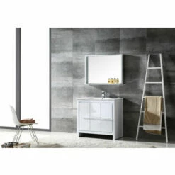 Fresca Allier 36" Wenge Or Antique White Modern Bathroom Vanity With Mirror, Set Includes: Base Cabinet, Countertop/Sink Top, Faucet, Mirror W/ Shelf, P-Trap, Pop-Up Drain And Installation Hardware