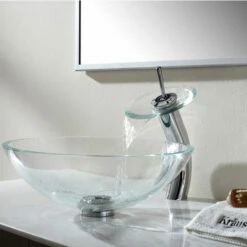 Kraus Crystal Clear Glass Vessel Sink With Pop-Up Drain & Mounting Ring 7 Kraus Crystal Clear Glass Vessel Sink With Pop-Up Drain & Mounting Ring -Allied Brass Shop gv 100 ch 4 s3