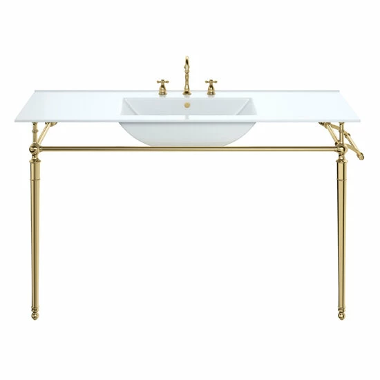 James Martin Furniture Westley Wall Mounted Single Rectangle Console Sink With Brass Or Chrome Stand And Towel Rack, 47-3/16" Wide 2 James Martin Furniture Westley Wall Mounted Single Rectangle Console Sink With Brass Or Chrome Stand And Towel Rack, 47-3/16" Wide - Image 2