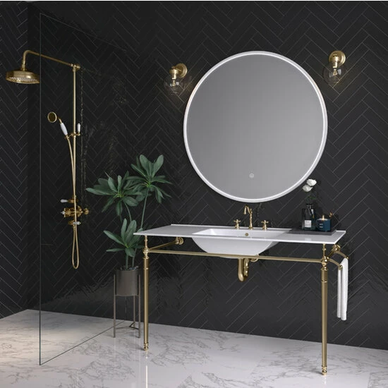 James Martin Furniture Westley Wall Mounted Single Rectangle Console Sink With Brass Or Chrome Stand And Towel Rack, 47-3/16" Wide 6 James Martin Furniture Westley Wall Mounted Single Rectangle Console Sink With Brass Or Chrome Stand And Towel Rack, 47-3/16" Wide - Image 6