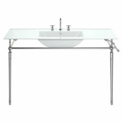 James Martin Furniture Westley Wall Mounted Single Rectangle Console Sink With Brass Or Chrome Stand And Towel Rack, 47-3/16" Wide 8 James Martin Furniture Westley Wall Mounted Single Rectangle Console Sink With Brass Or Chrome Stand And Towel Rack, 47-3/16" Wide -Allied Brass Shop jmf 319v47.2chrcrm s3