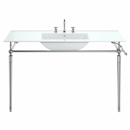 James Martin Furniture Westley Wall Mounted Single Rectangle Console Sink With Brass Or Chrome Stand And Towel Rack, 47-3/16" Wide 3 James Martin Furniture Westley Wall Mounted Single Rectangle Console Sink With Brass Or Chrome Stand And Towel Rack, 47-3/16" Wide - Image 3