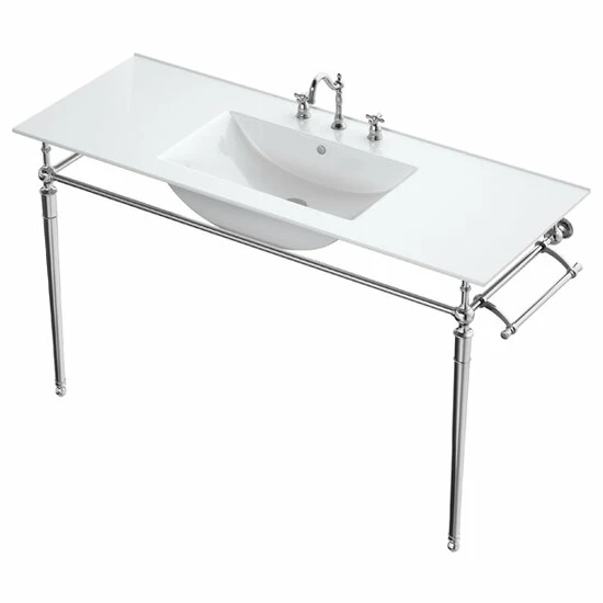 James Martin Furniture Westley Wall Mounted Single Rectangle Console Sink With Brass Or Chrome Stand And Towel Rack, 47-3/16" Wide 5 James Martin Furniture Westley Wall Mounted Single Rectangle Console Sink With Brass Or Chrome Stand And Towel Rack, 47-3/16" Wide - Image 5