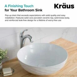 Kraus Pop-Up Drain With Porcelain Ceramic Top For Bathroom Sink Without Overflow -Allied Brass Shop krs pu 20gwh 04 s3