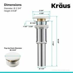 Kraus Pop-Up Drain With Porcelain Ceramic Top For Bathroom Sink Without Overflow -Allied Brass Shop krs pu 20gwh 05 s3