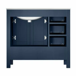 Lexora Home Jacques 36'' Navy Blue Single Vanity Set With White Carrara Marble Top, Square Sink And 34'' Mirror - Left Or Right Version, 36''W X 22''D X 34''H 12 Lexora Home Jacques 36'' Navy Blue Single Vanity Set With White Carrara Marble Top, Square Sink And 34'' Mirror - Left Or Right Version, 36''W X 22''D X 34''H -Allied Brass Shop lex lj342236sedsm34 r 9 scaled s3