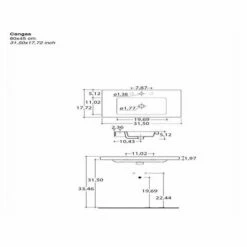Nameeks Built In Or Wall Mounted Ceramic Washbasin With Overflow, 31-1/2" W X 17-7/10" D X 5-1/8" H, White