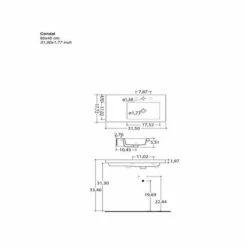 Nameeks Built In Or Wall Mounted Ceramic Washbasin With Overflow, 31-1/2" W X 17-7/10" D X 5-1/2" H, White