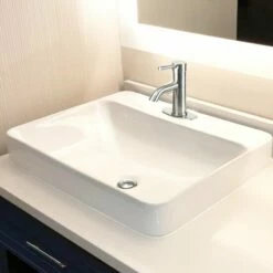 Nantucket Sinks Brant Point Collection 23" Wide Rectangular Drop-In Ceramic Vanity Sink, 1-Hole Or 3-Holes