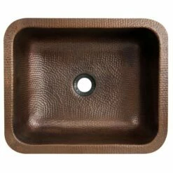 Nantucket Sinks Brightwork Home Collection 17" Wide Hammered Copper Rectangle Bar Or Bath Sink With Or Without Victorian Bronze Drain