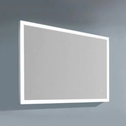 Dawn Sinks Horizontal LED Backlit Wall Mount High Gloss Aluminum Mirror With IR Sensor In Multiple Configurations