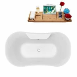 Streamline 60'' Soaking Clawfoot Tub, Included External Drain And FREE Natural Bamboo Wood Tray With Multiple Clawfoot And Drain Finishes -Allied Brass Shop str n100ch ch 4t s3